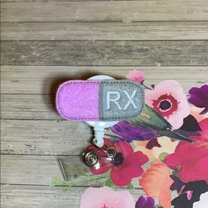 Felt Badge Reel Pink RX Pharmacy